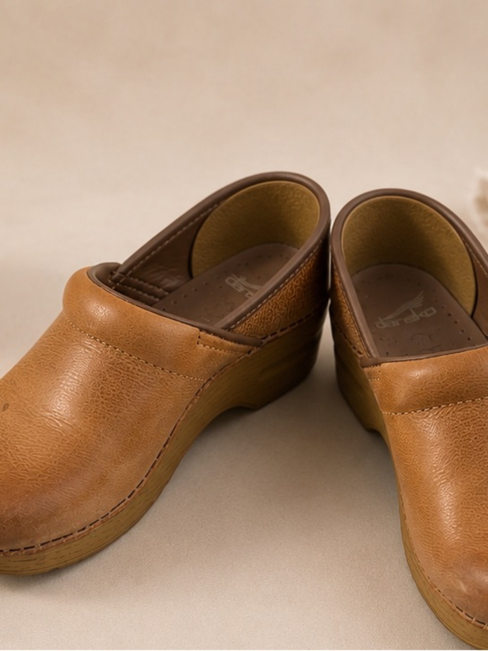 Dansko Tan Leather Clog Mules - Picture 2 of 3